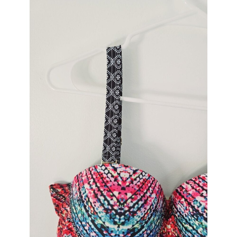 Meet Curve Multicolored Plunge Underwire Molded Cups One Piece Swimsuit 4X 4XL - Picture 8 of 12